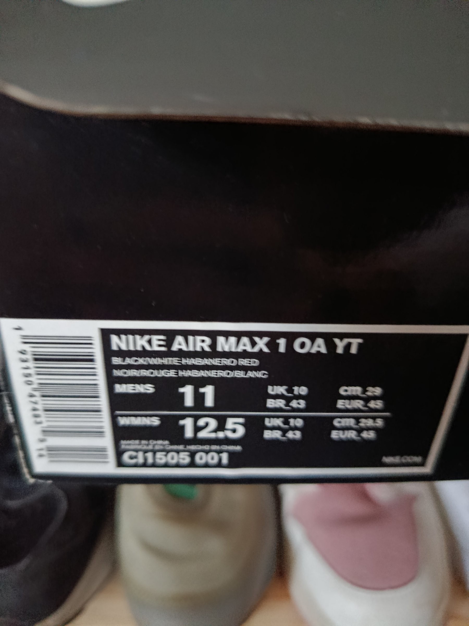 Photo de Nike Air Max 1 OA YT Black/White/Habanero Red