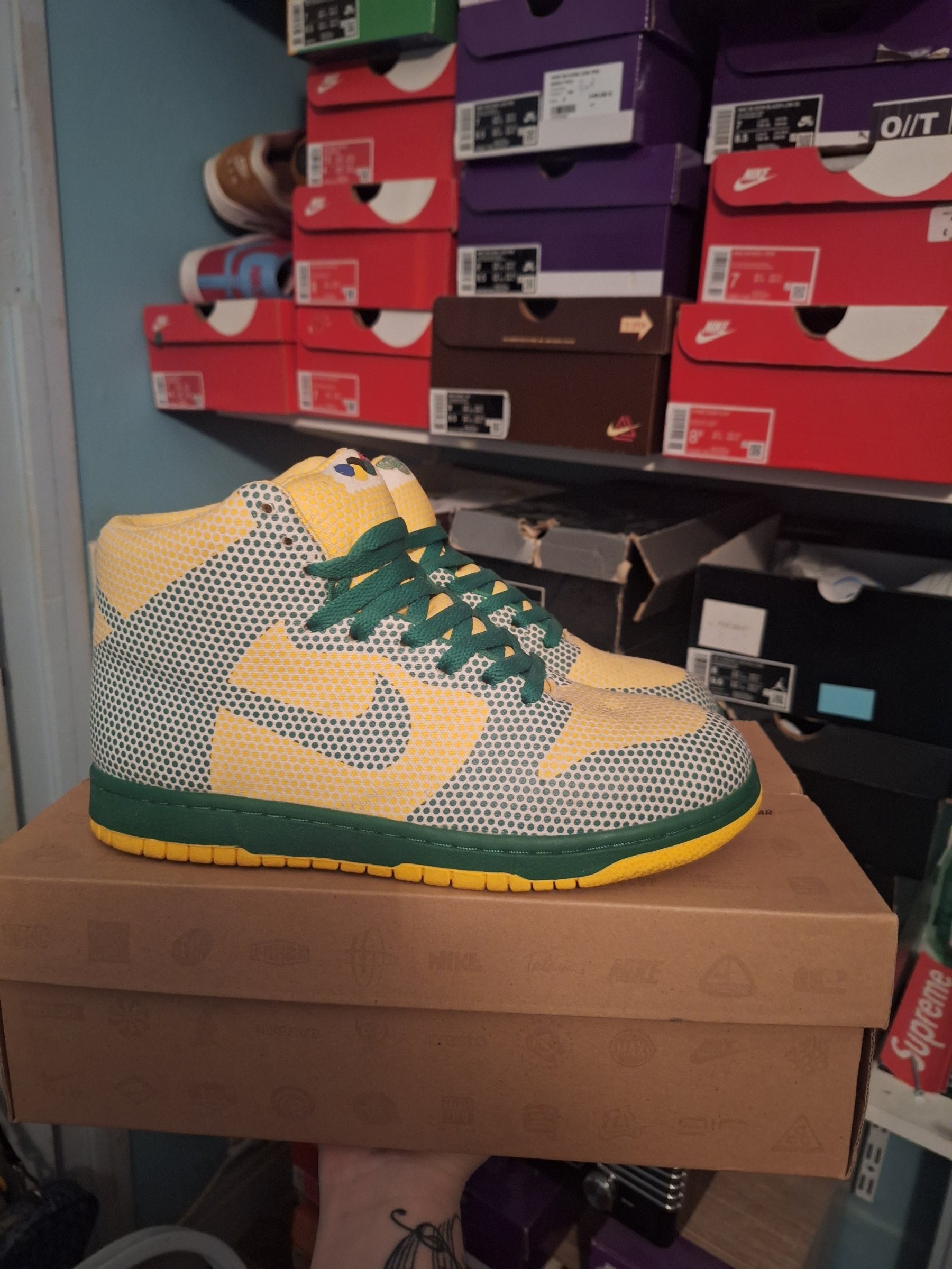 Photo de Nike Dunk High octagon " brasil" Yellow/Grey/Green
