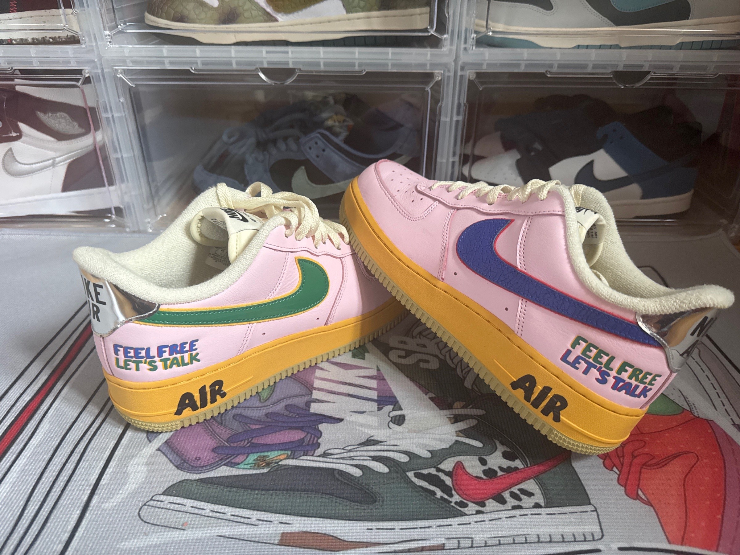 Photo de Nike Air Force 1 Low Feel Free Let’s Talk Pink/Tan/Orange-Blue