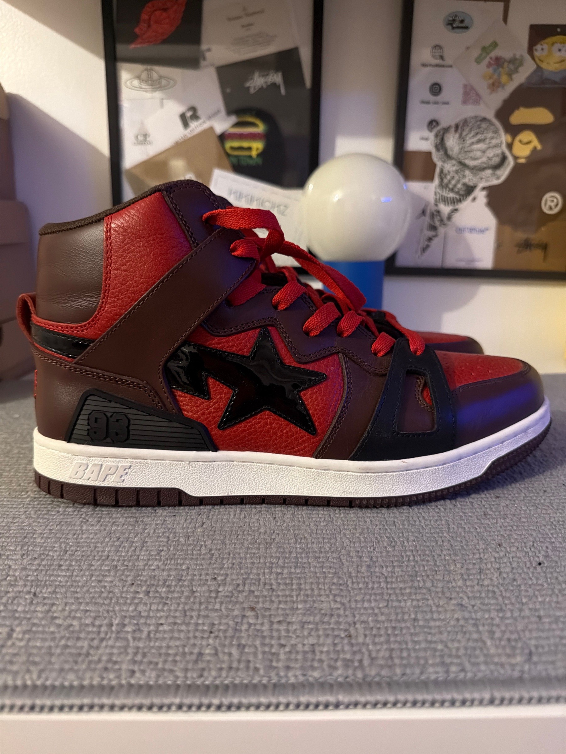Photo de A Bathing Ape Bape Sta 93 Hi Red Burgundy Red/Burgundy