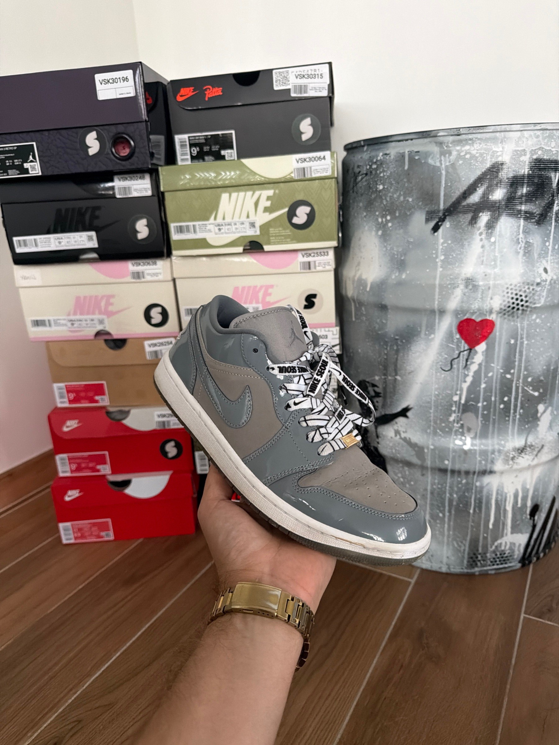 Photo de Air Jordan 1 Low Grey/White Patent