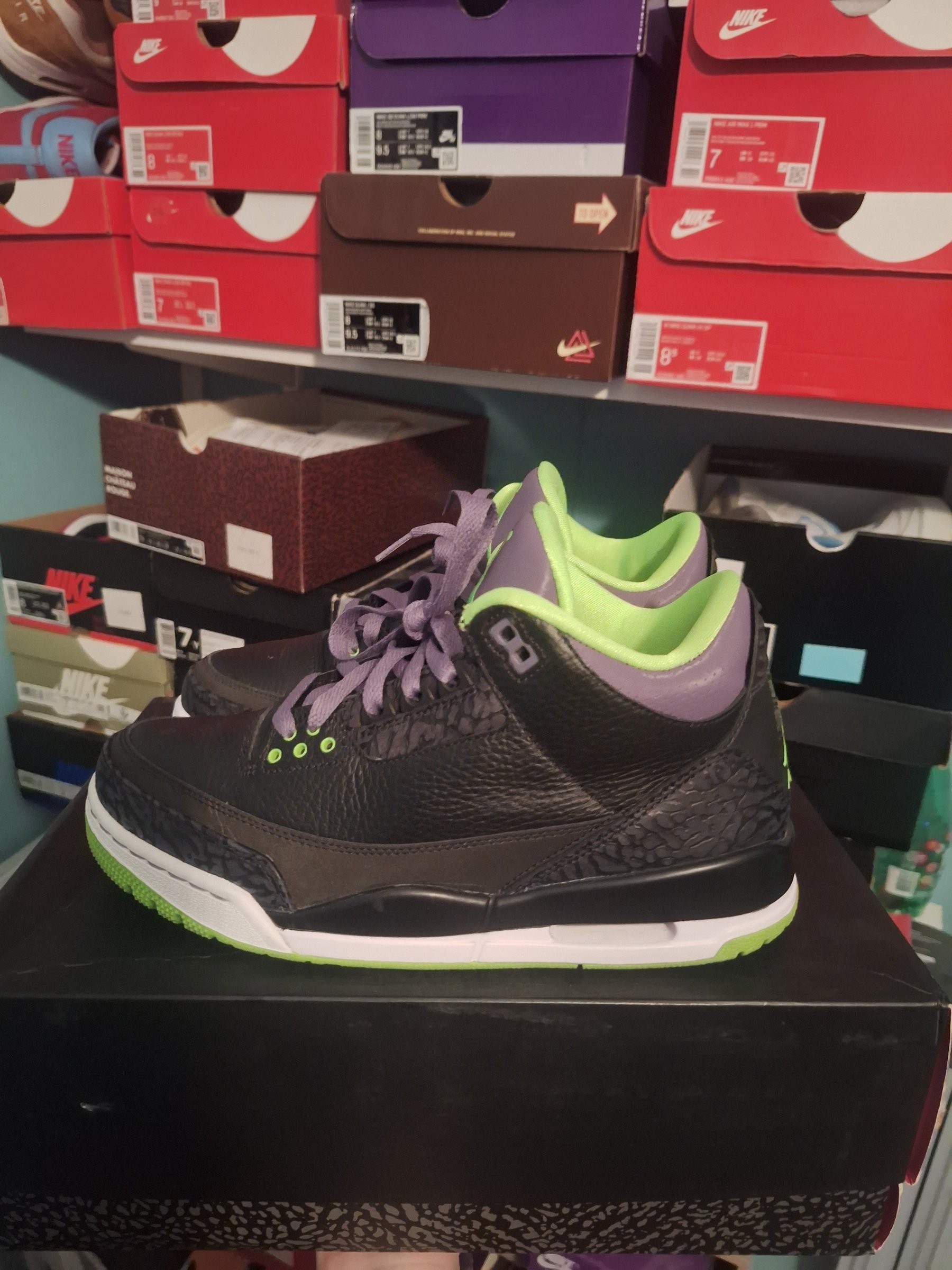 Photo de Air Jordan 3 Joker Joker (Black/Electric Green-Canyon Purple)